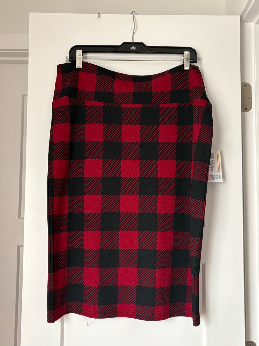 LuLaRoe Red and Black Buffalo Plaid Pencil Skirt
